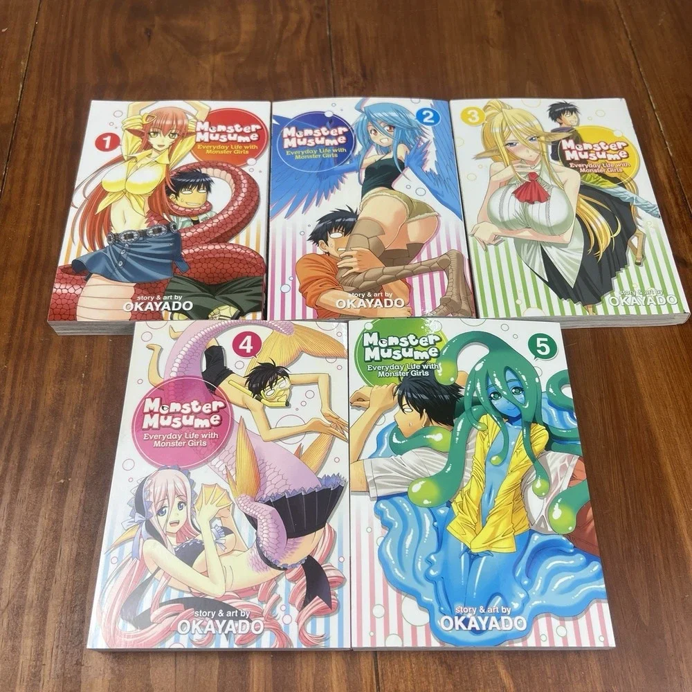 Monster Musume Manga Vol 1-5 Lot First Print Seven Seas OKAYADO English Set